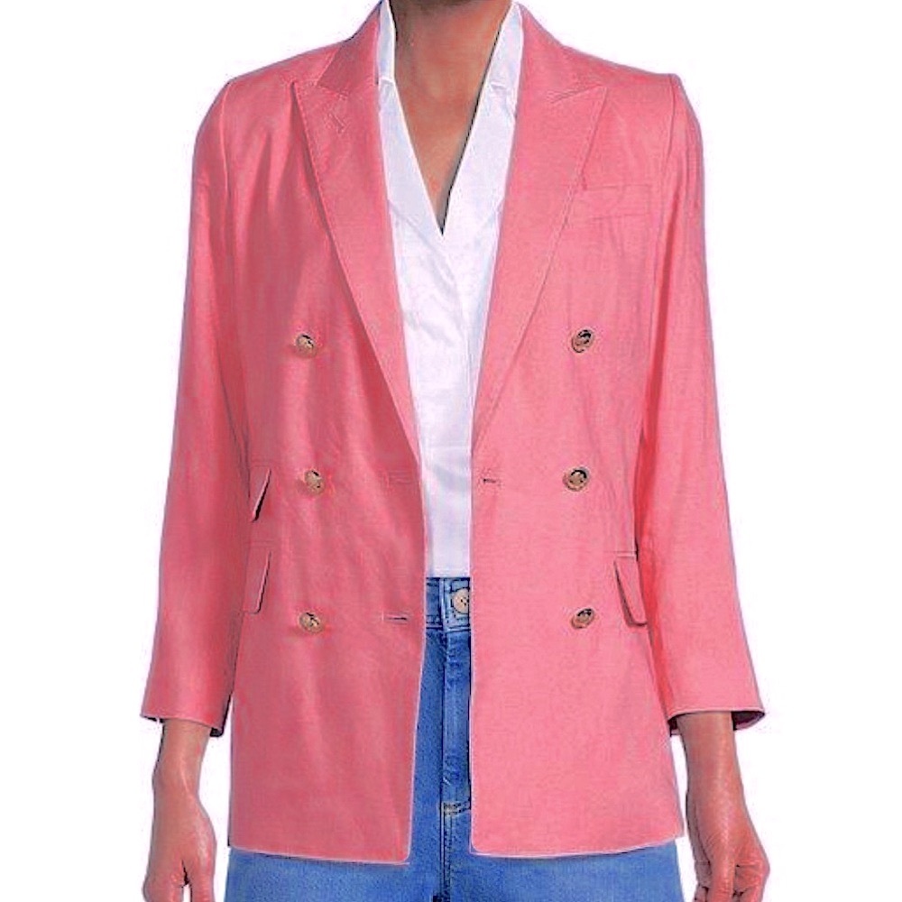 Antonio Melani Riviera Notch Lapel Linen Blend Button Front Blazer